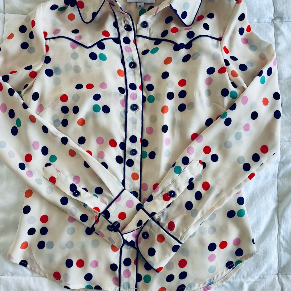 Gilner Ferrar Colorful Polka Dot Blouse with Western Vibe